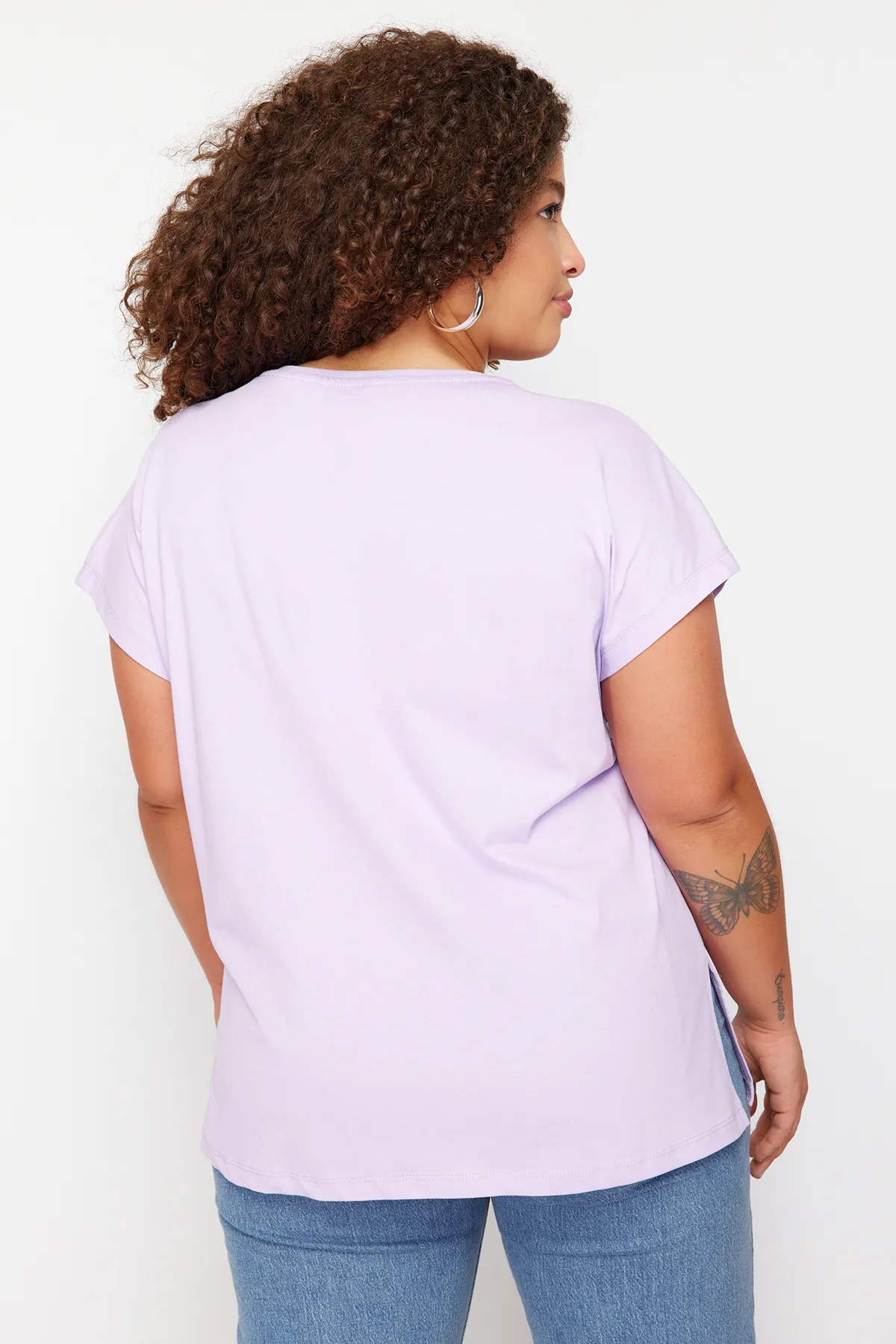 Trendyol Curve  Große Größen in T-Shirt - Lila - Boyfriend