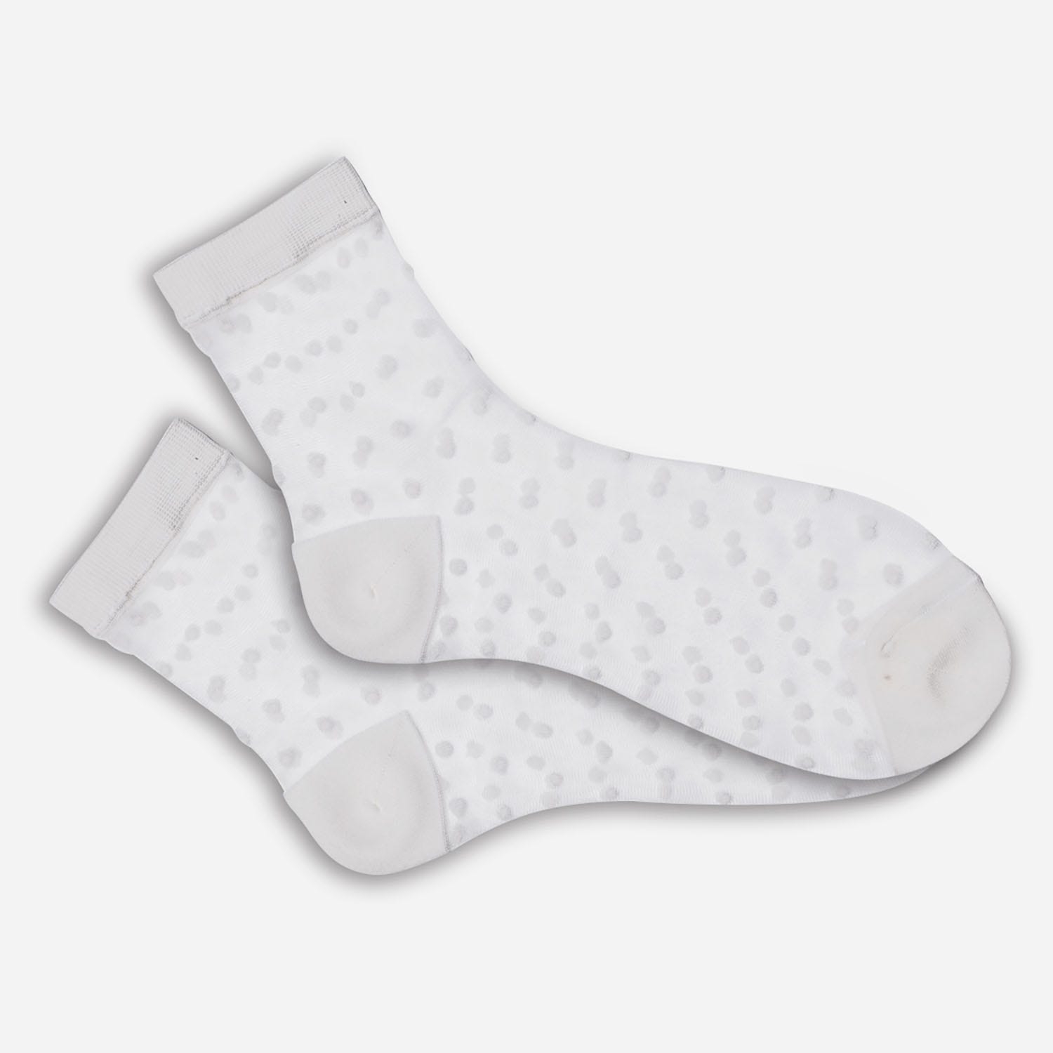 Socquettes en voile brodées pois blancs