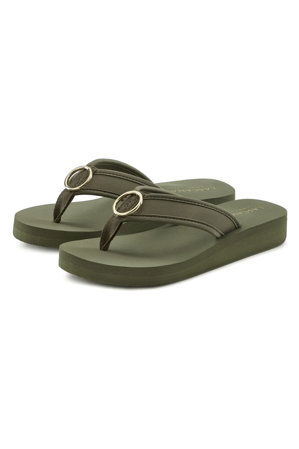 LASCANA  Sandalette - Grün - Flacher Absatz
