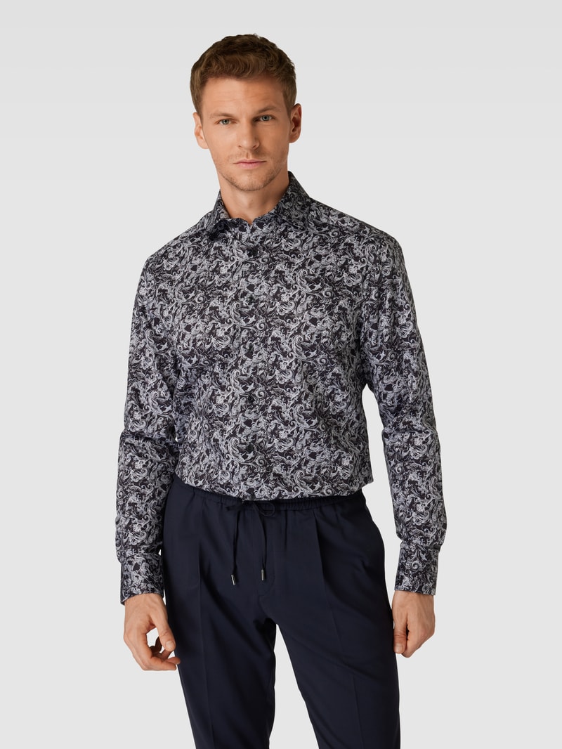 Modern Fit Business-Hemd mit Kentkragen Modell 'Global' in schwarz
