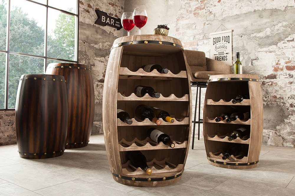 riess-ambiente Weinregal BODEGA 80cm natur, Einzelartikel 1-tlg., Holz · Flaschen · Fass · Pinie