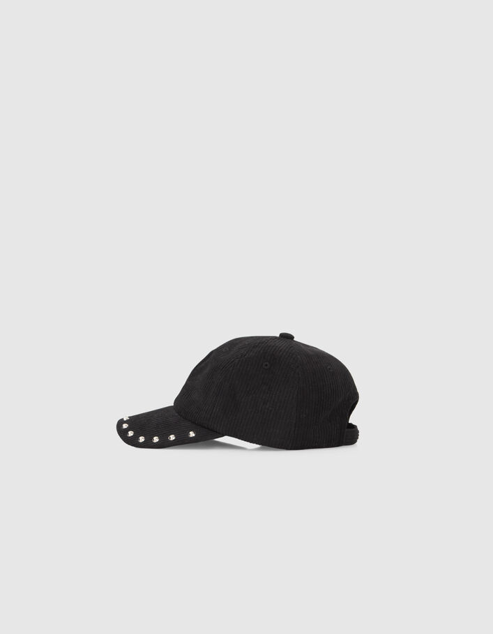 Casquette noire en velours cloutée Femme