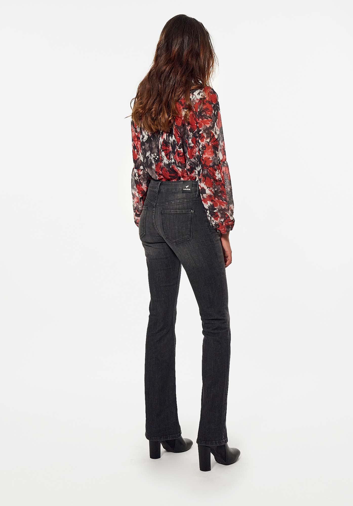 LUCKY  Jean noir bootcut Femme