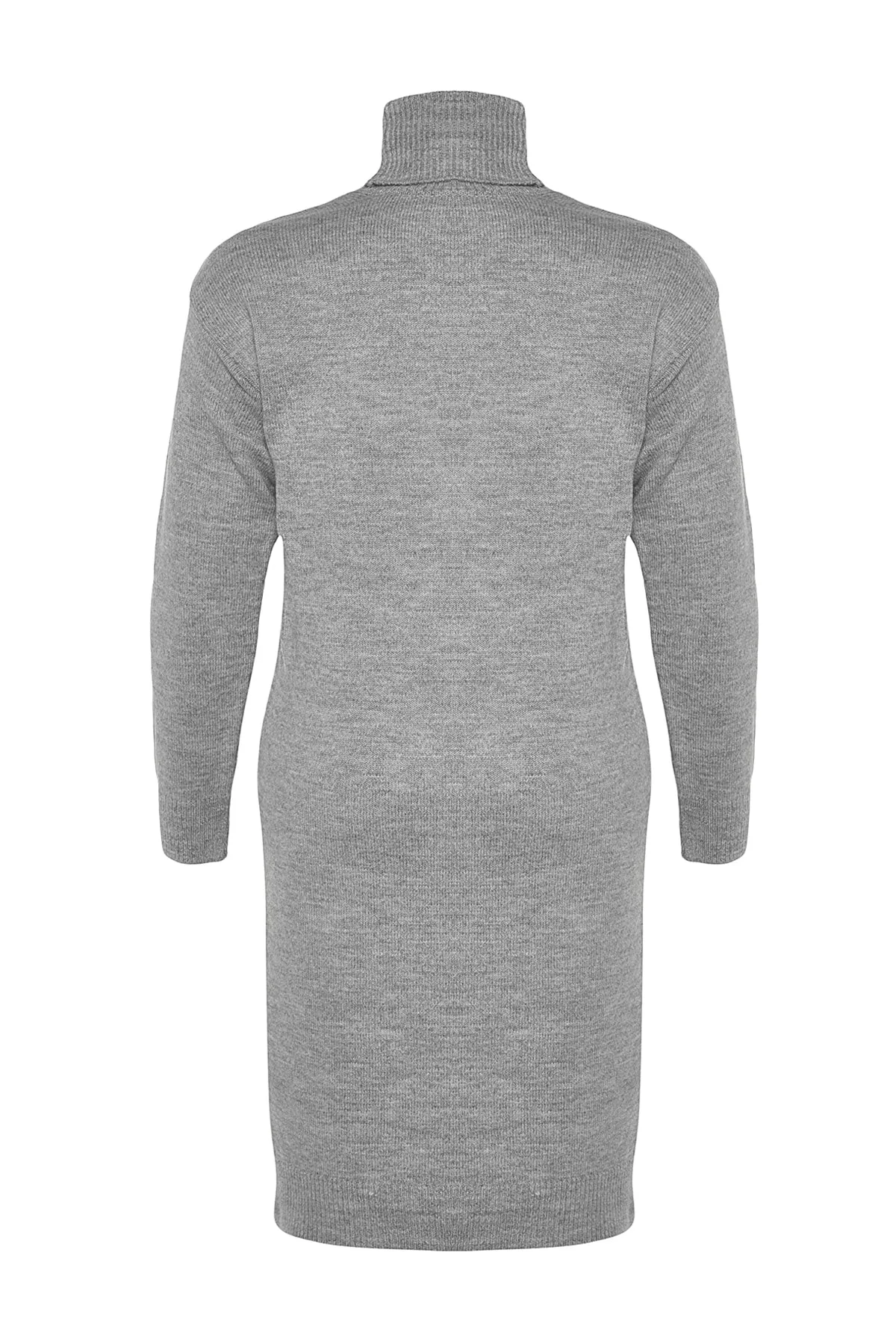 Trendyol Curve  Graues Rollkragen-Strickkleid TBBAW24AH00014