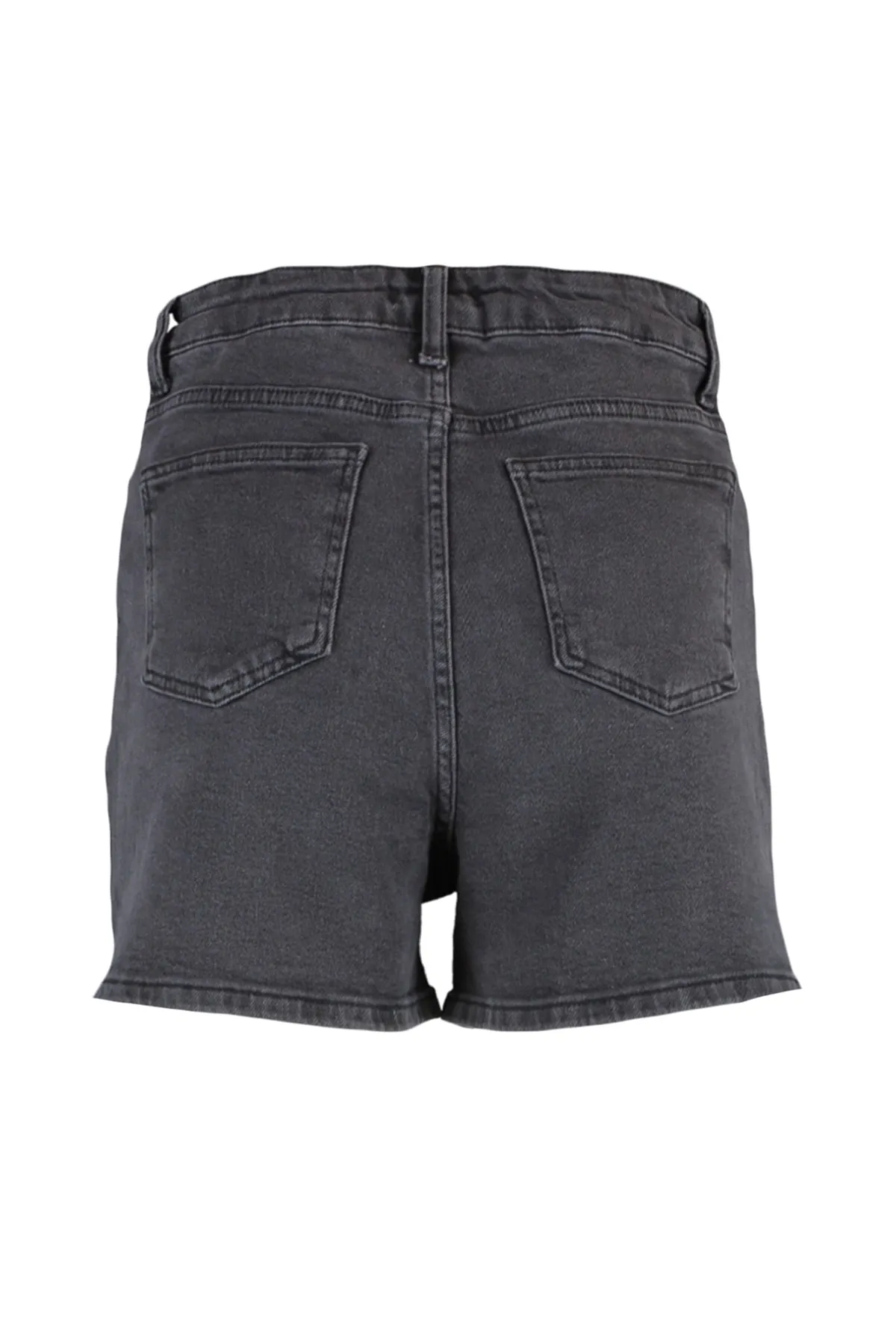 Trendyol Collection  Anthrazitfarbene Mom-Jeansshorts mit hoher Taille TWOSS20SR0210