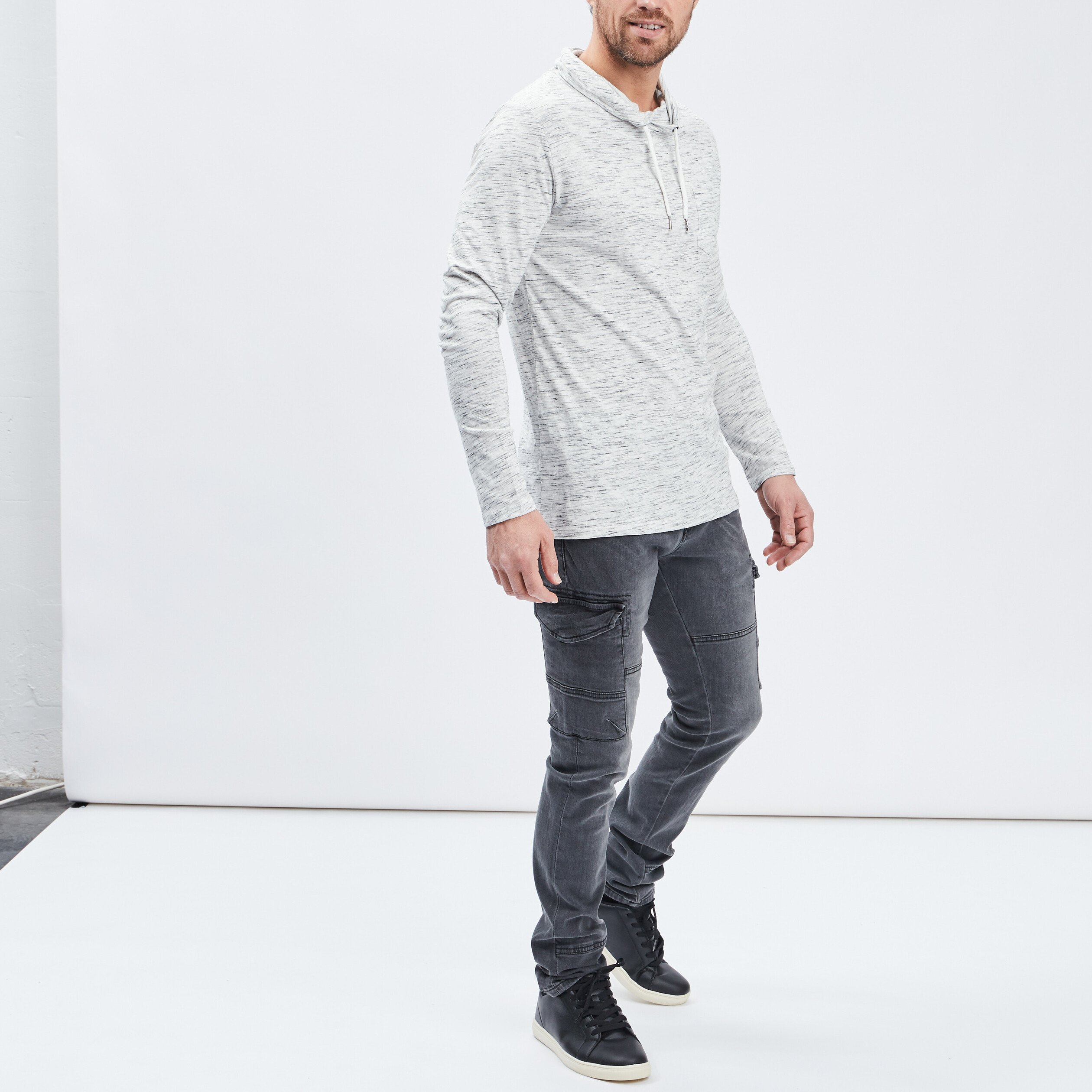 T-shirt manches longues col montant ecru homme | La Halle