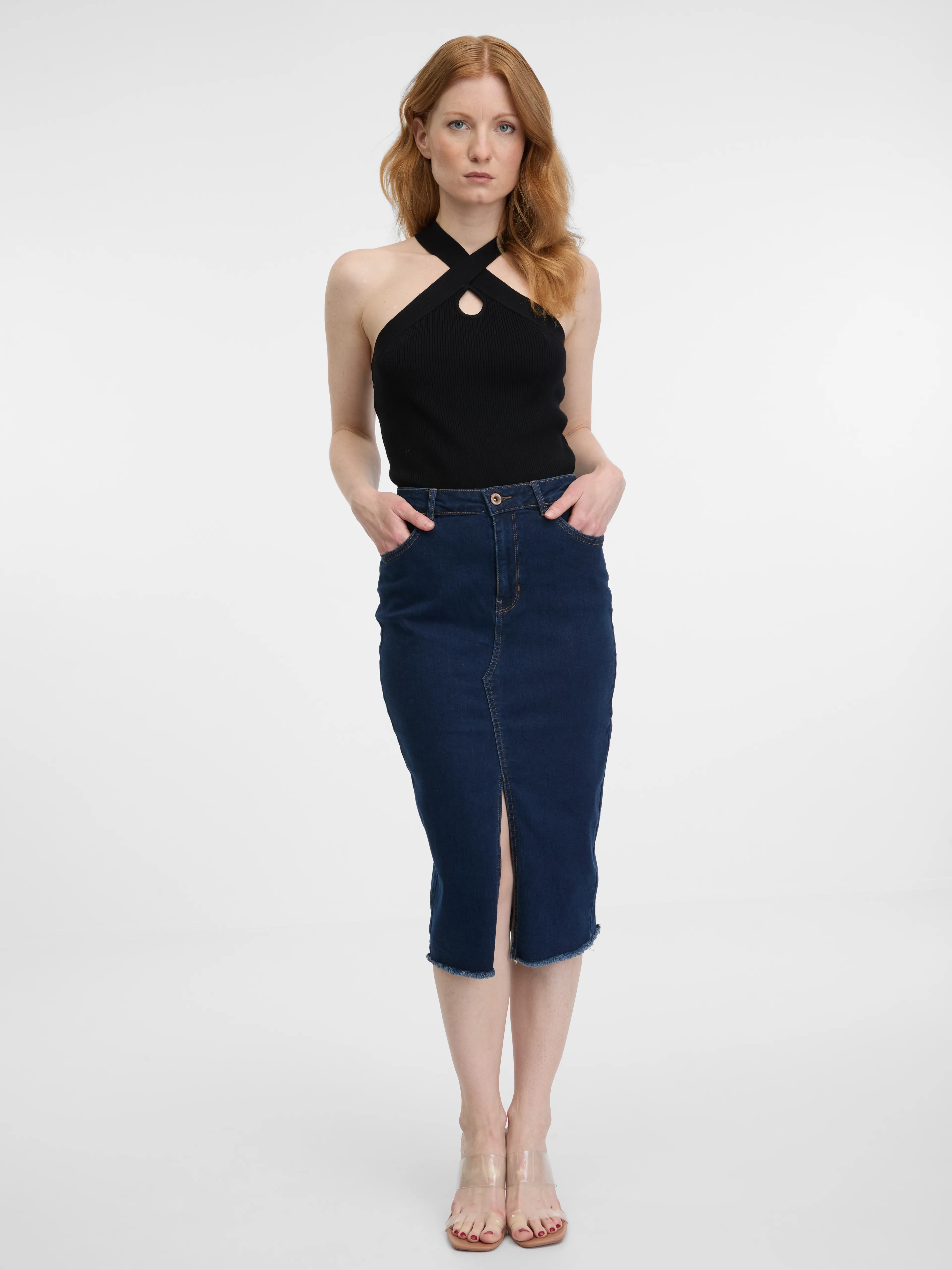 Dunkelblauer Damen-Denimrock ORSAY