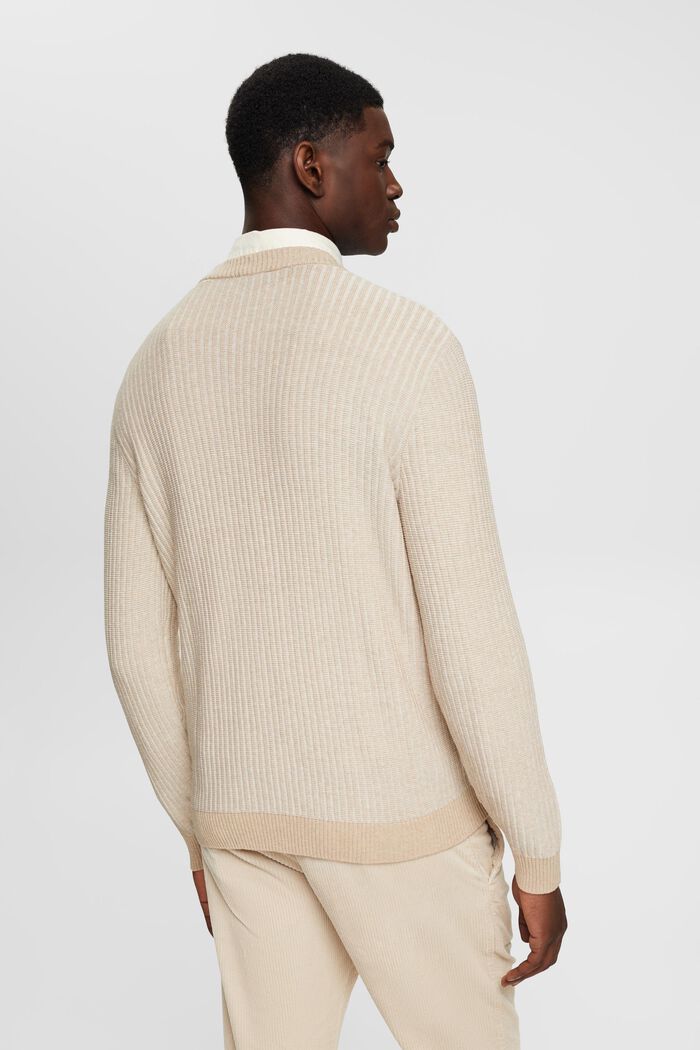 Rippstrickpullover im Zweifarben-Look