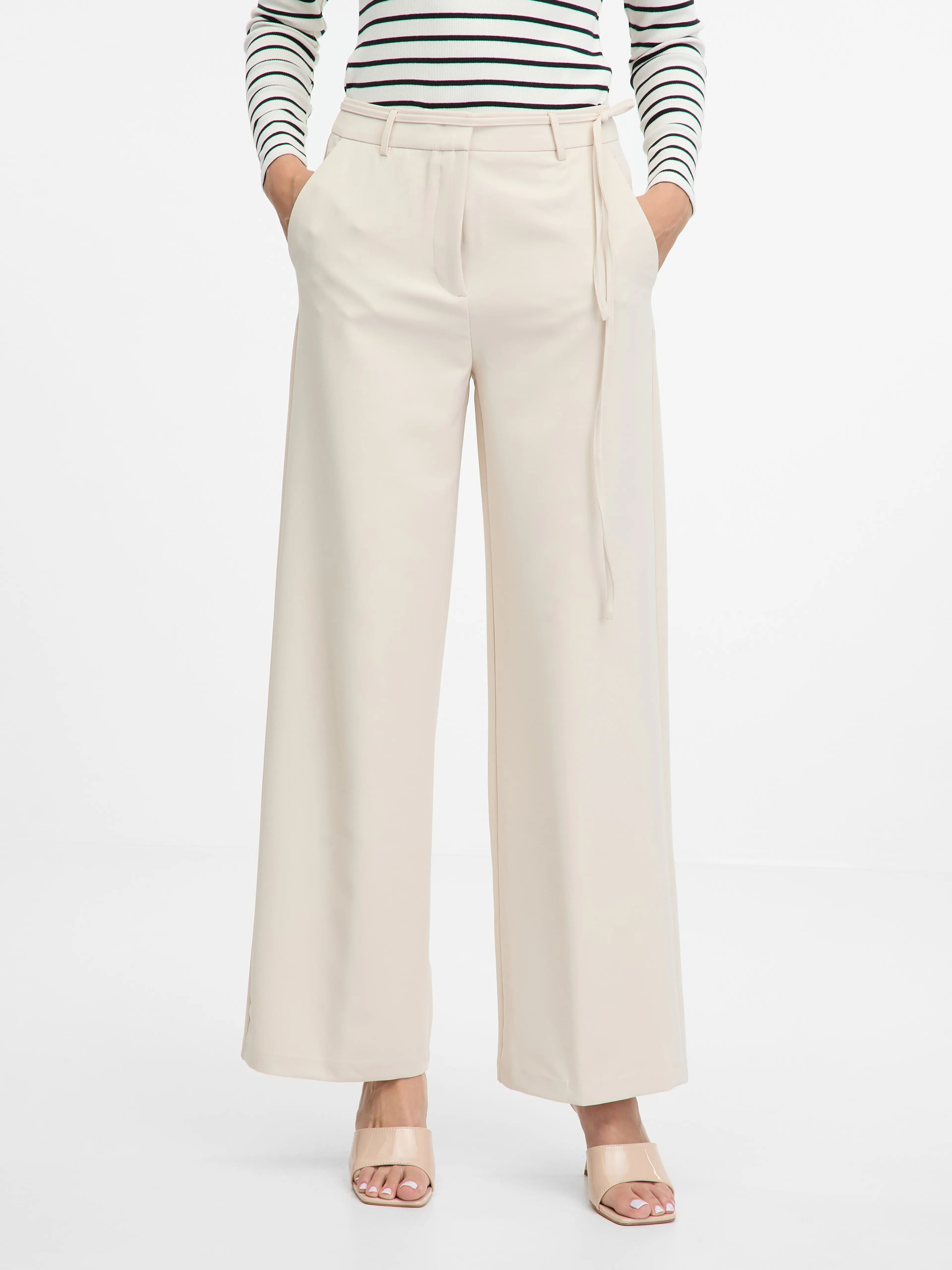Cremefarbene weite Damenhose ORSAY