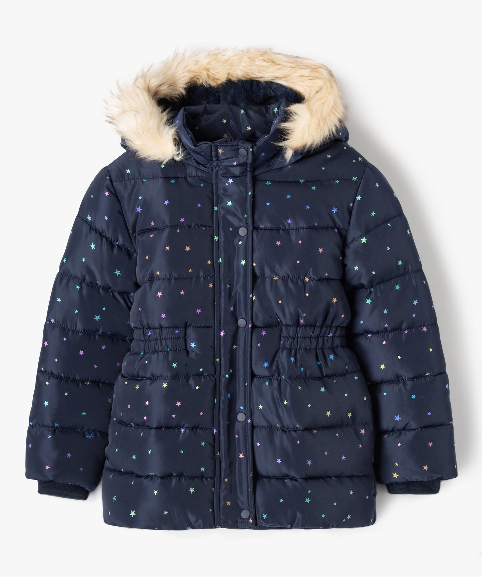 Parka matelassée à capuche avec doublure peluche fille marine | GEMO