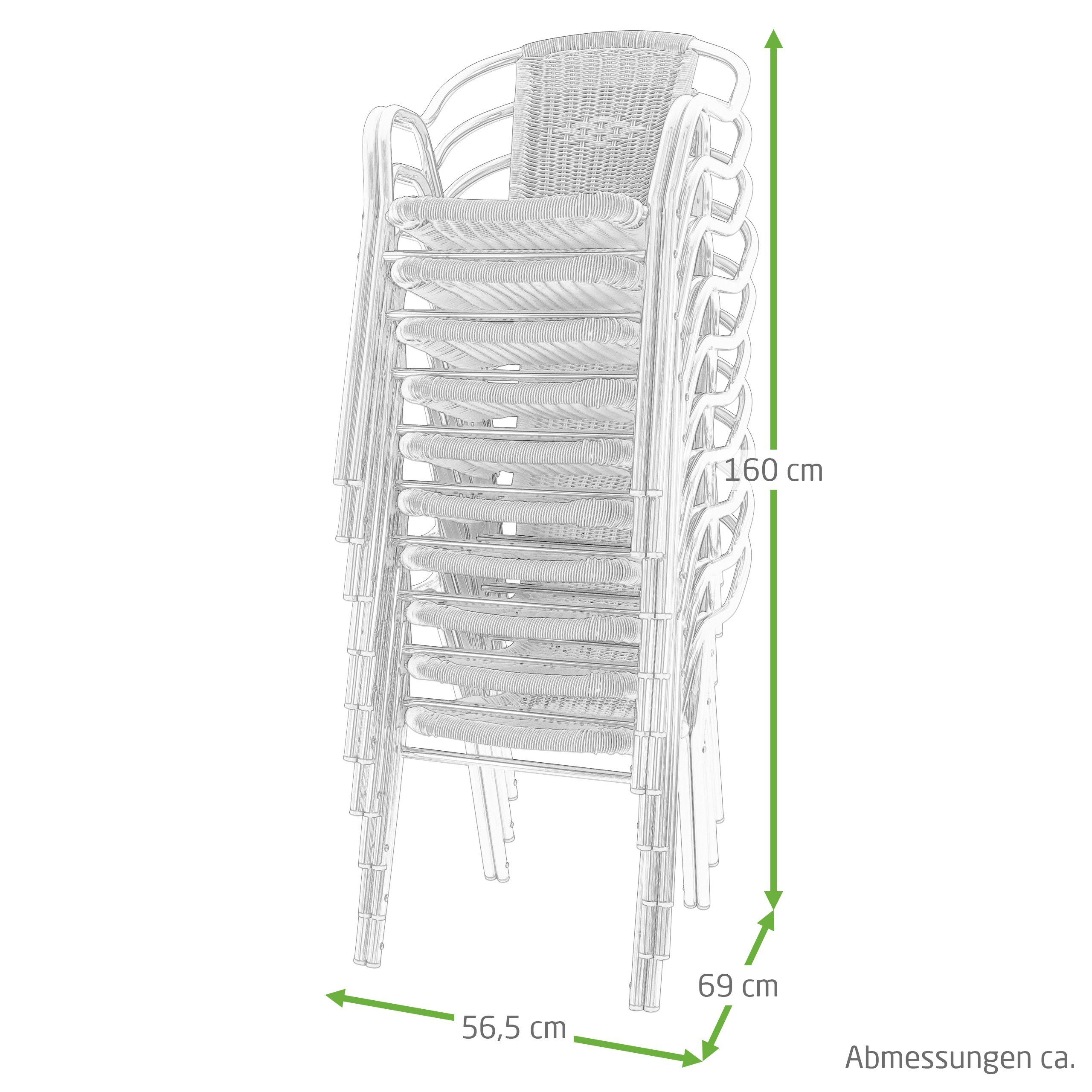 Raburg Bistrostuhl VITA in NATUR-BEIGE, Polyrattan, Alu in SILBER, verschiedene Sets (Set), hochwertiges Doppelrohr-Aluminium-Gestell, stapelbar, bis 150 kg