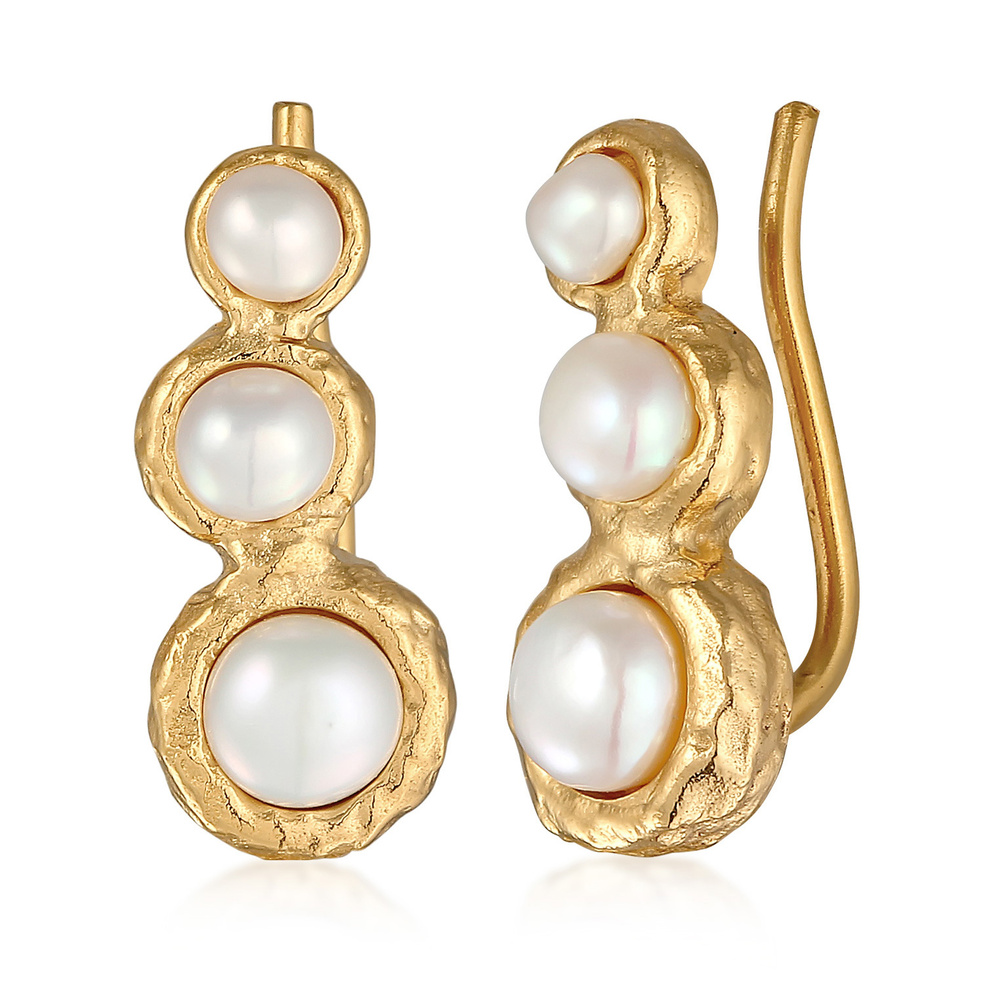 Elli Elli Boucles d'Oreilles Femmes Earlimber baroque avec perles d'eau douce en argen Boucles d'oreilles