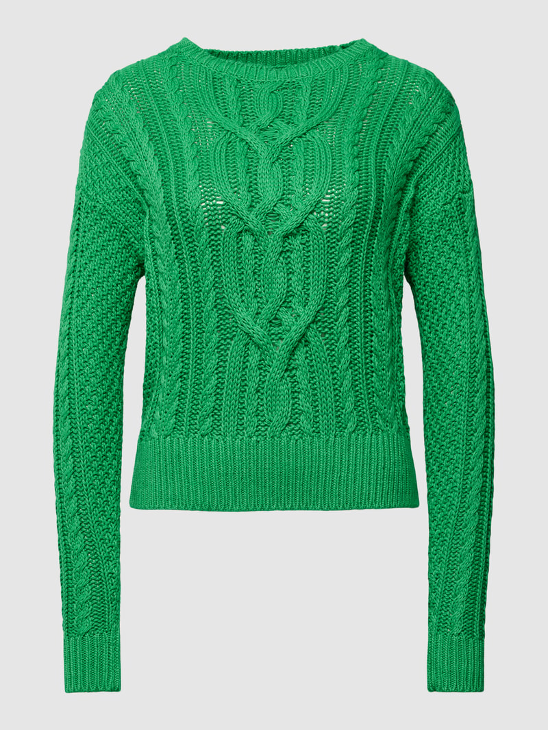 Strickpullover mit Zopfmuster in grün