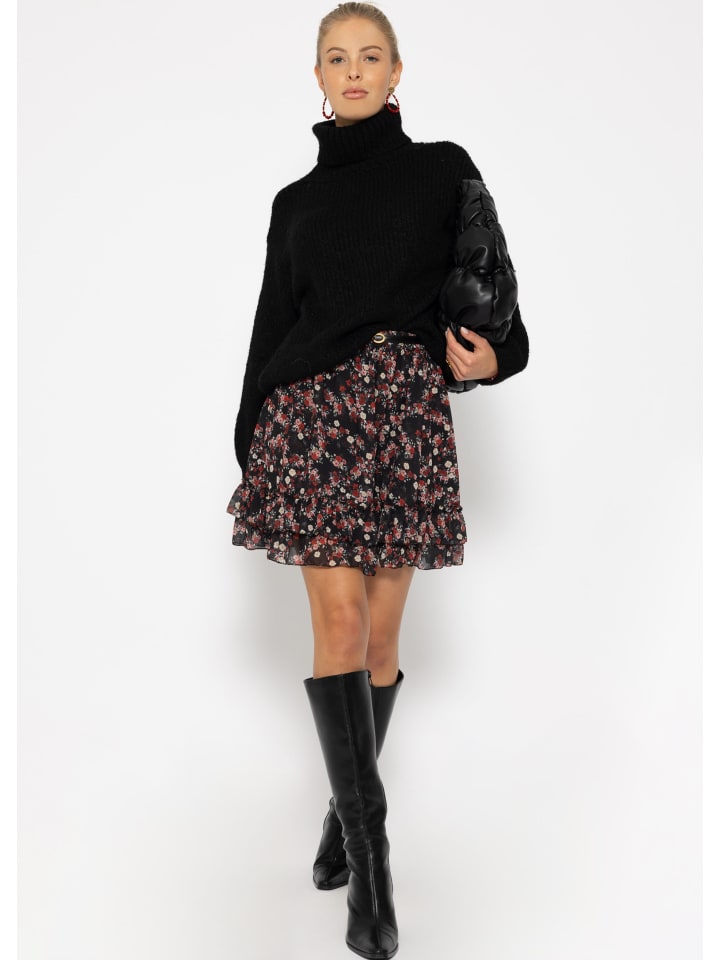 SASSYCLASSY Volants Rock mit Rüschen in Schwarz, Rot günstig kaufen S