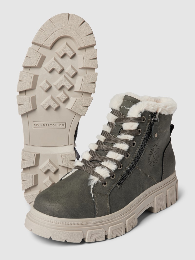 Boots mit Kunstfellbesatz in anthrazit