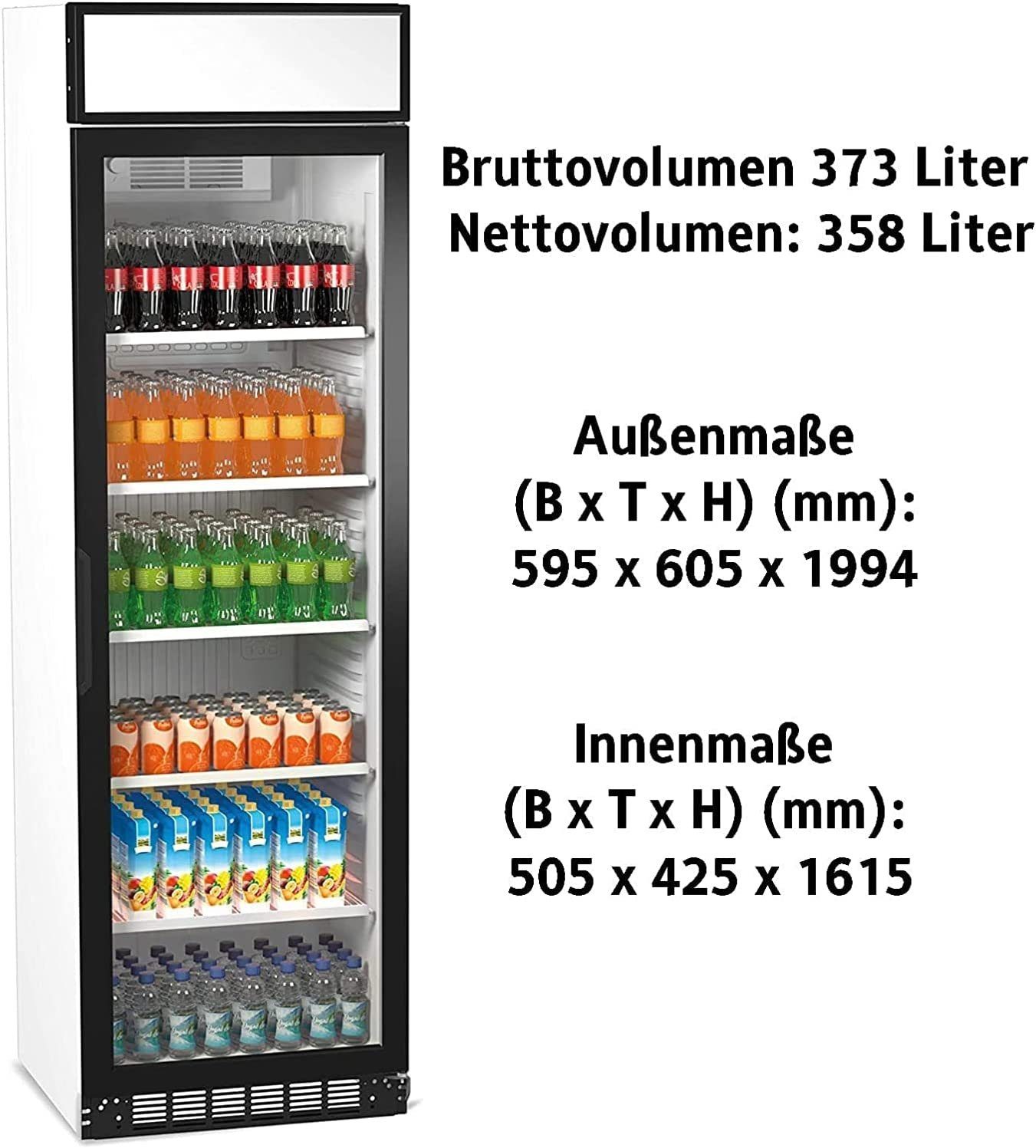 Simfer Getränkekühlschrank SDS 385 DC 1 CF, 200 cm hoch, 60 cm breit, LED-Display, 358 L, Self-Closing Glastür