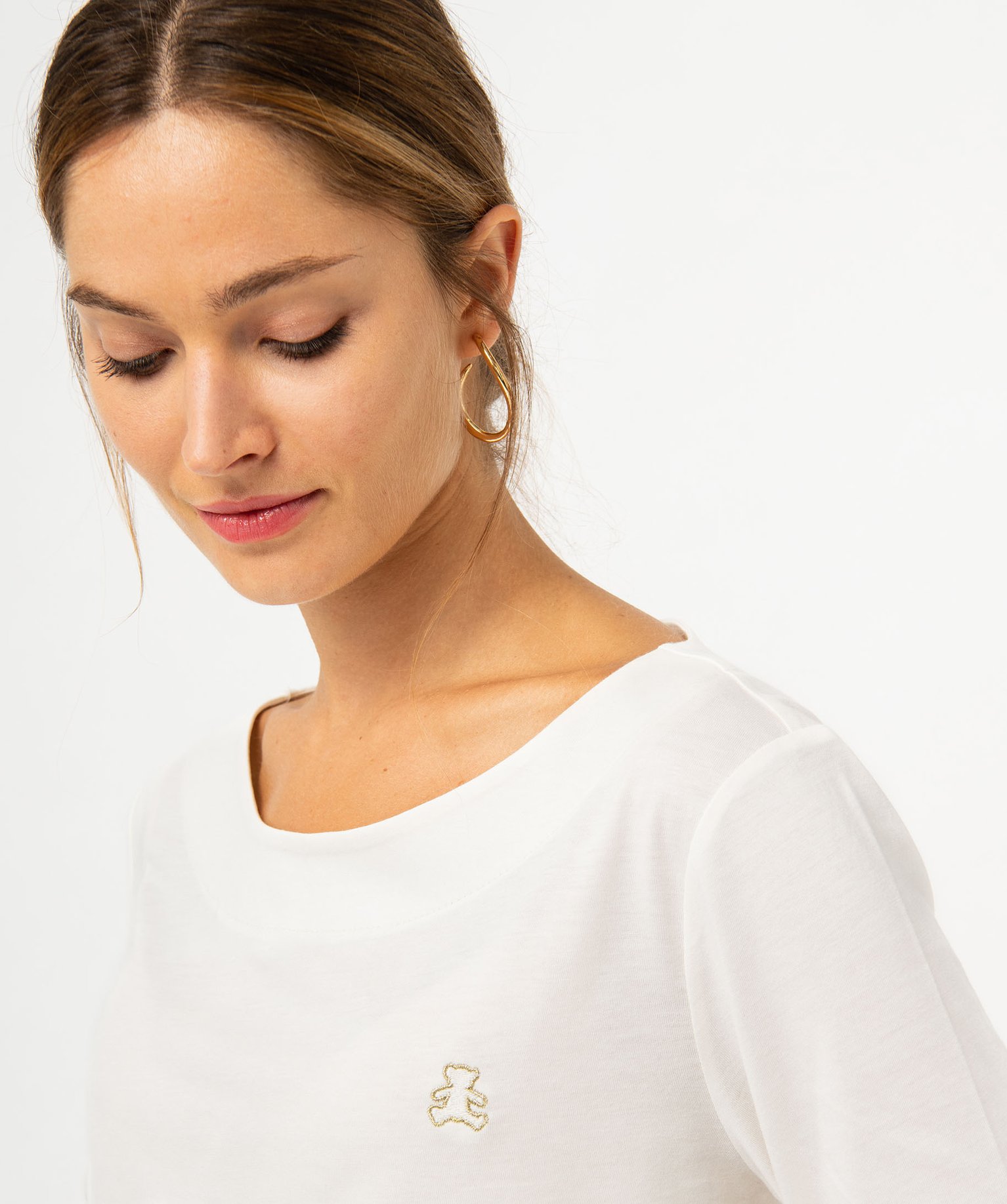 Tee-shirt à manches 3/4 et col bateau femme - LuluCastagnette ecru | GEMO