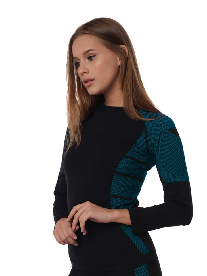 Stark Soul® Skiunterwäsche - Hemd Langarm Funktionswäsche in schwarz/türkis günstig kaufen