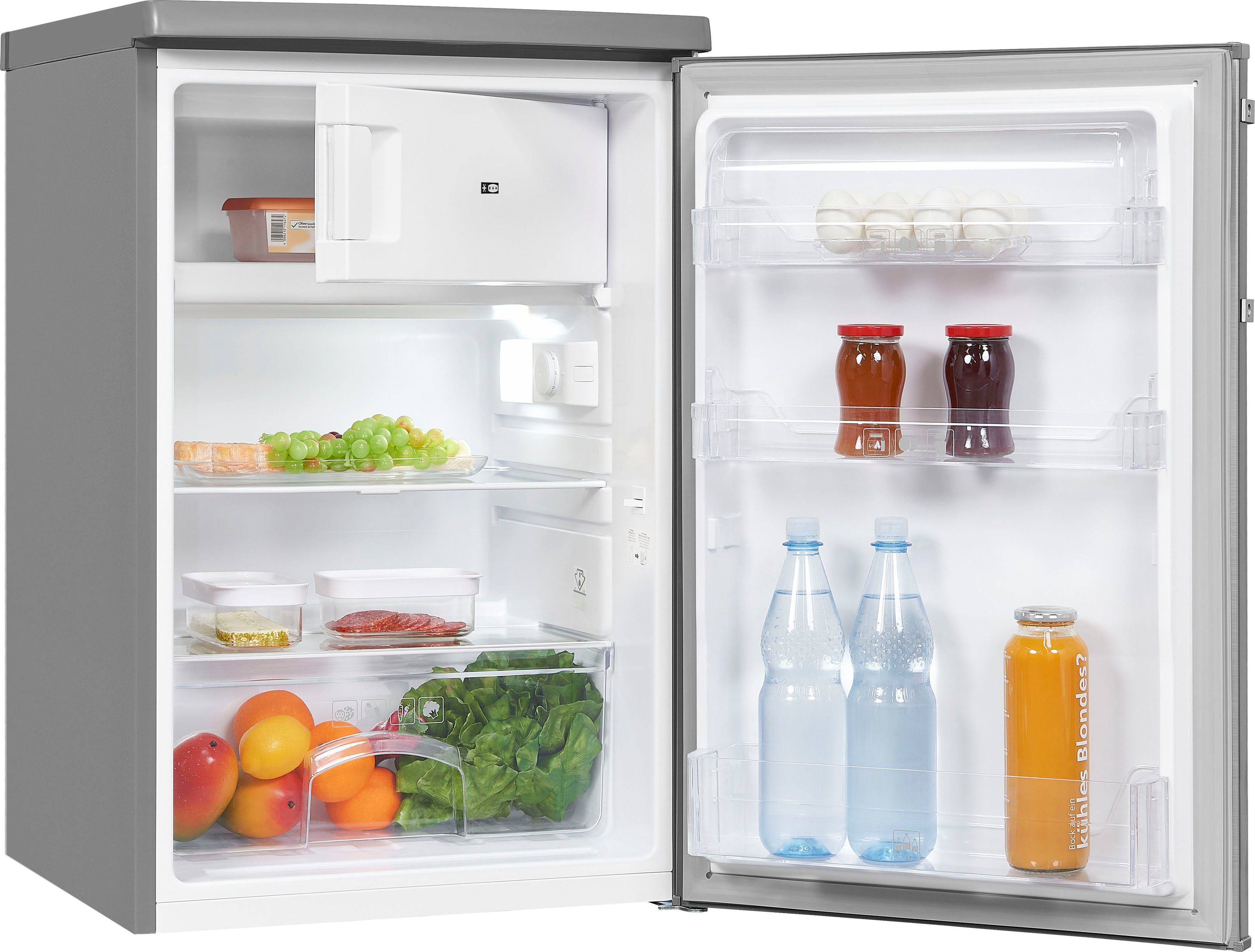 exquisit Kühlschrank KS16-4-HE-040E inoxlook, 85,5 cm hoch, 55,0 cm breit
