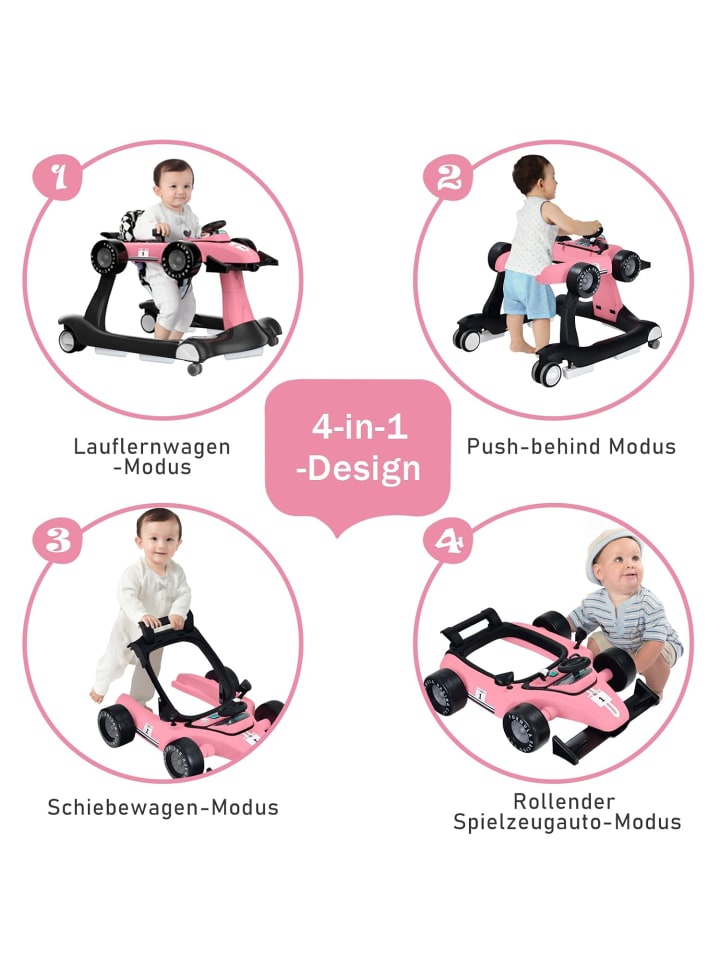 COSTWAY 4 in 1 Lauflernwagen in Rosa günstig kaufen 75 cm