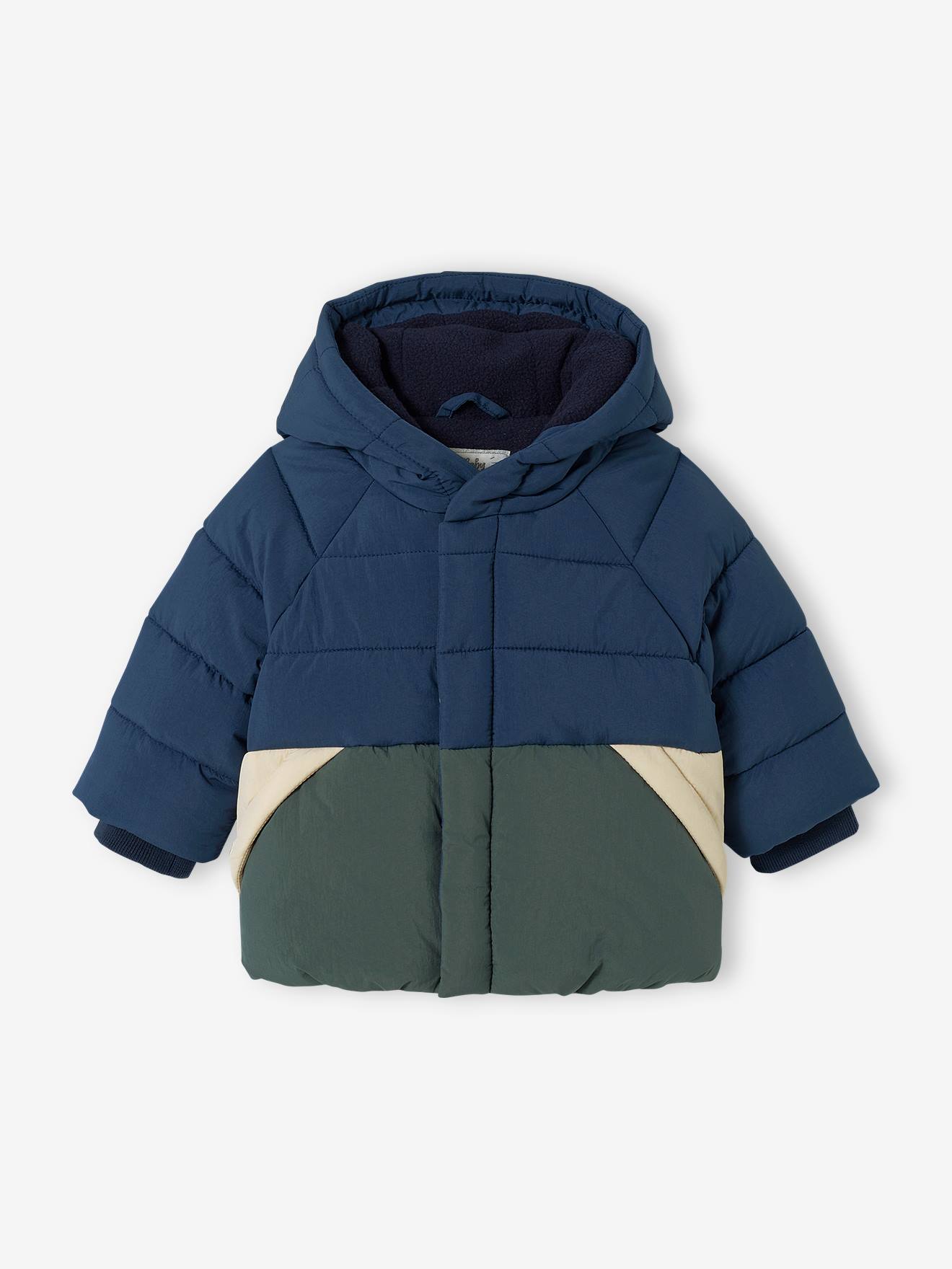 Doudoune colorblock bébé avec capuche marine
