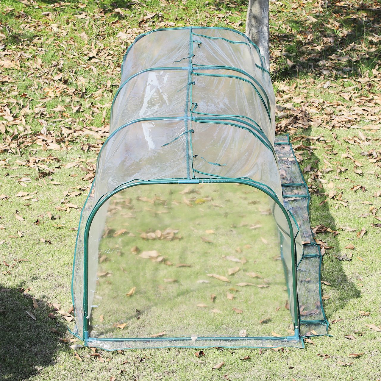Outsunny Foliengewächshaus Treibhaus Tür Pflanzenaufzucht Stahl PVC