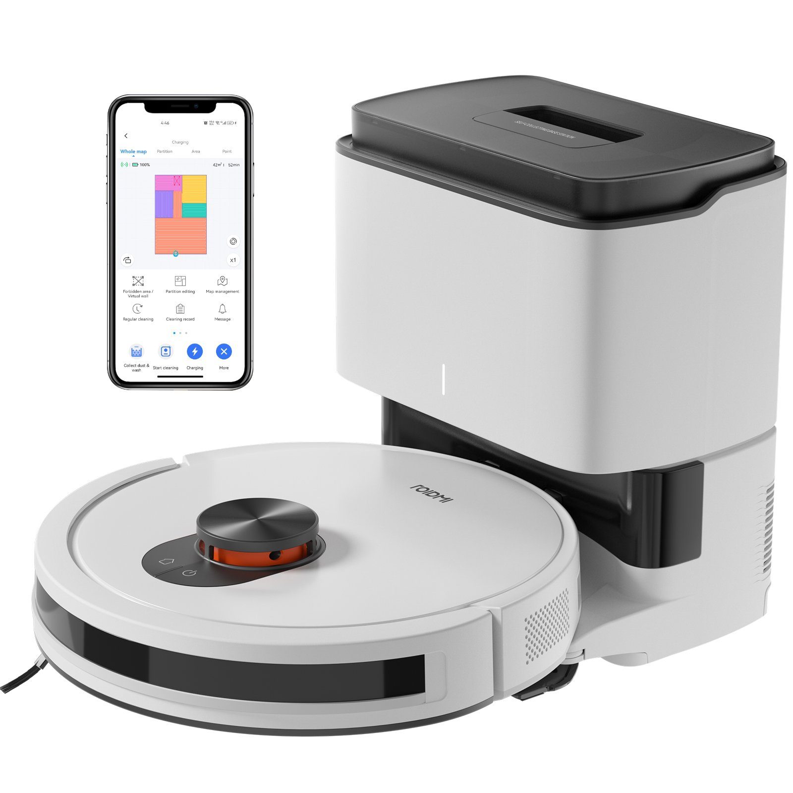 Roidmi Nass-Trocken-Saugroboter EVE CC, 40,00 W, mit Beutel, Mit Wischfunktion,Mit 2.5L großer Staubbox