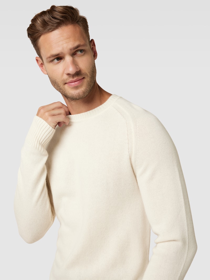 Kaschmirpullover mit Rundhalsausschnitt Modell 'Maglio' in offwhite