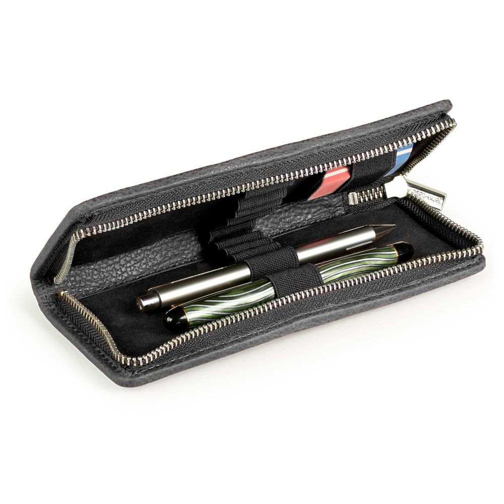Jahn-Tasche Pencilbag Kleines Federmäppchen Stifte-Etui Gr. M Leder Schwarz, Jahn-Tasche 012