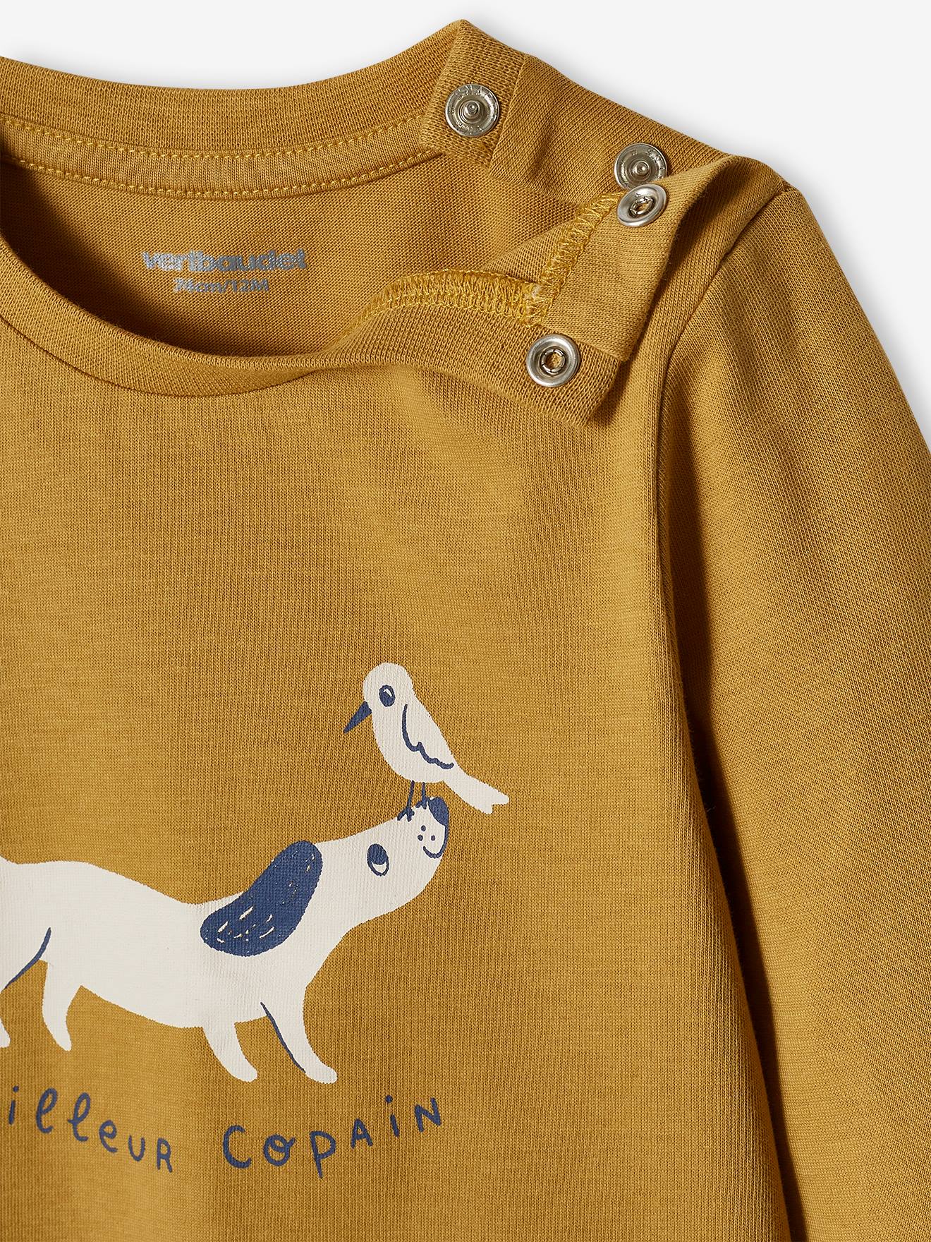 Lot de 2 T-shirts basics bébé motif animal et rayé bleu grisé