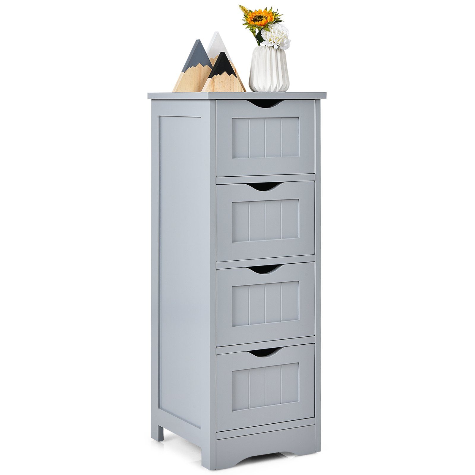 COSTWAY Badkommode Badezimmerschrank, mit 4 Schubladen, 82cm, Kippsicherung