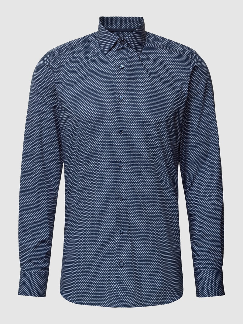 Body Fit Business-Hemd mit Allover-Muster in marineblau