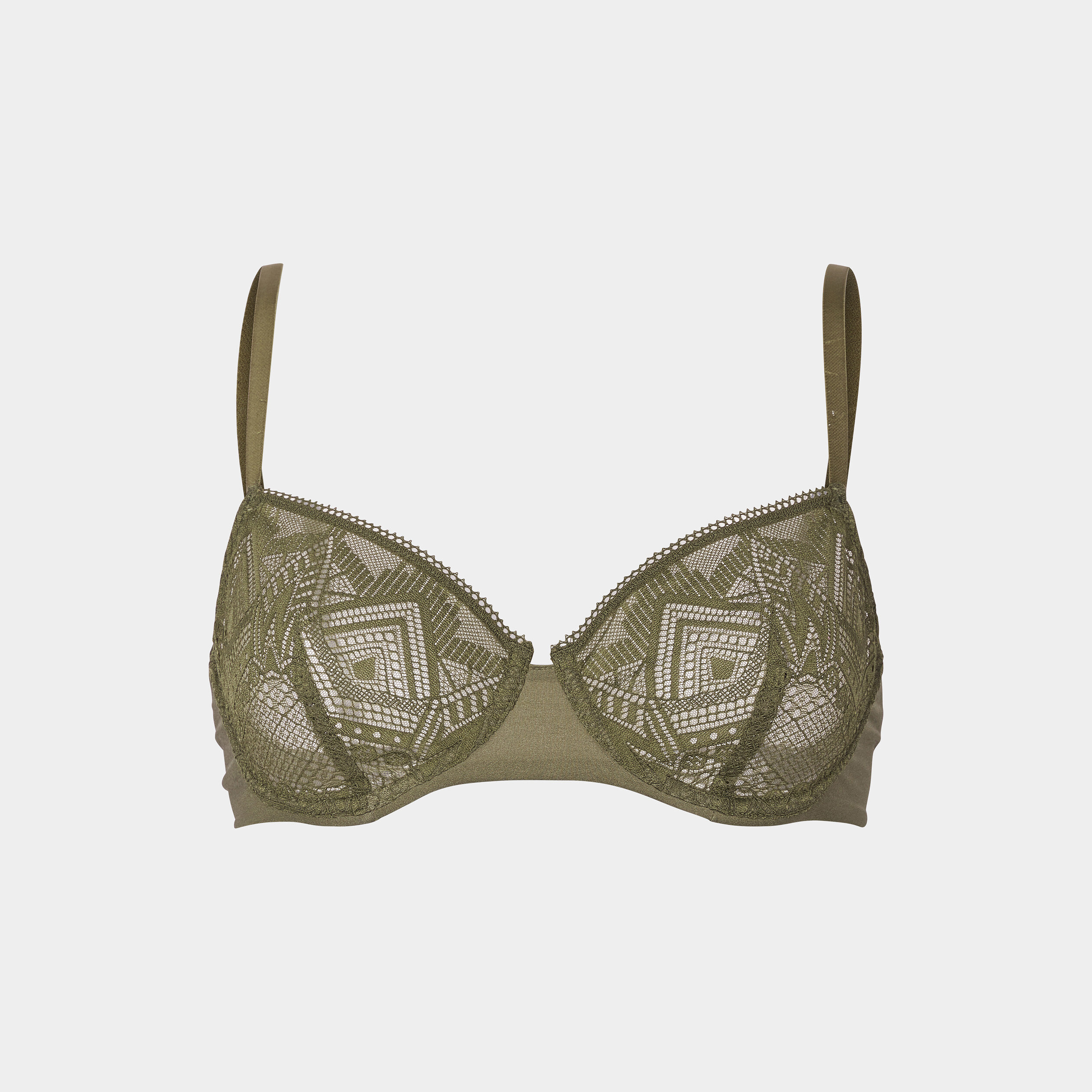 Soutien-gorge emboîtant en dentelle vert kaki femme | La Halle