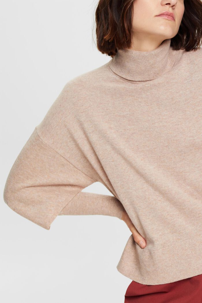 Rollkragenpullover aus Wollmix mit Kaschmir