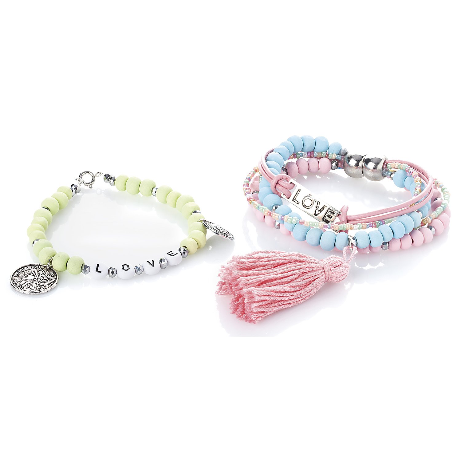 Holzperlen-Mix, pastell, 6–8 mm Ø, 50 g