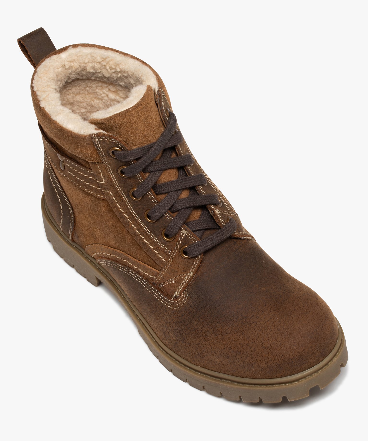 Boots homme mid-cut unies fourrées Sherpa marron | GEMO