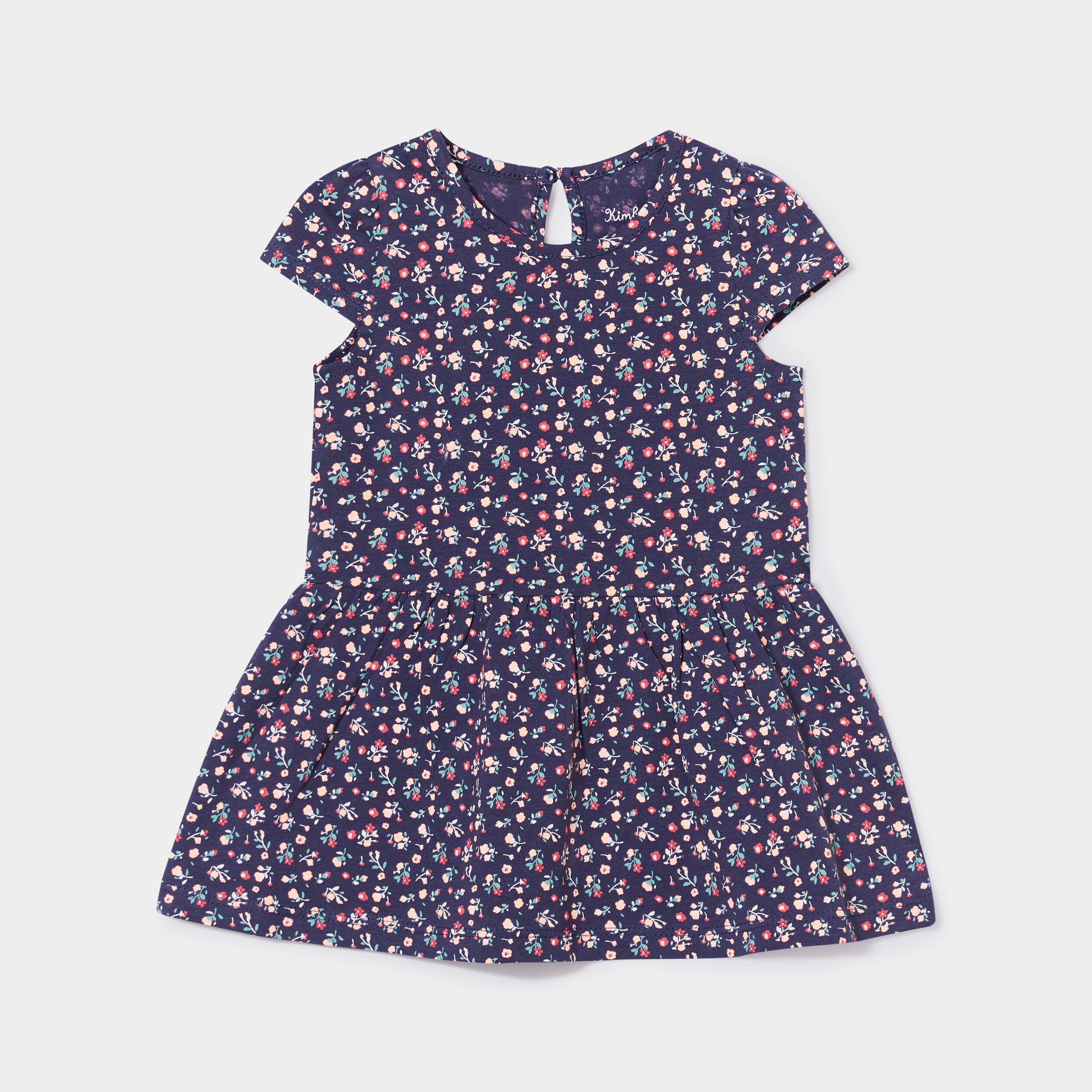 Robe évasée à manches courtes bleu marine bébé fille | La Halle