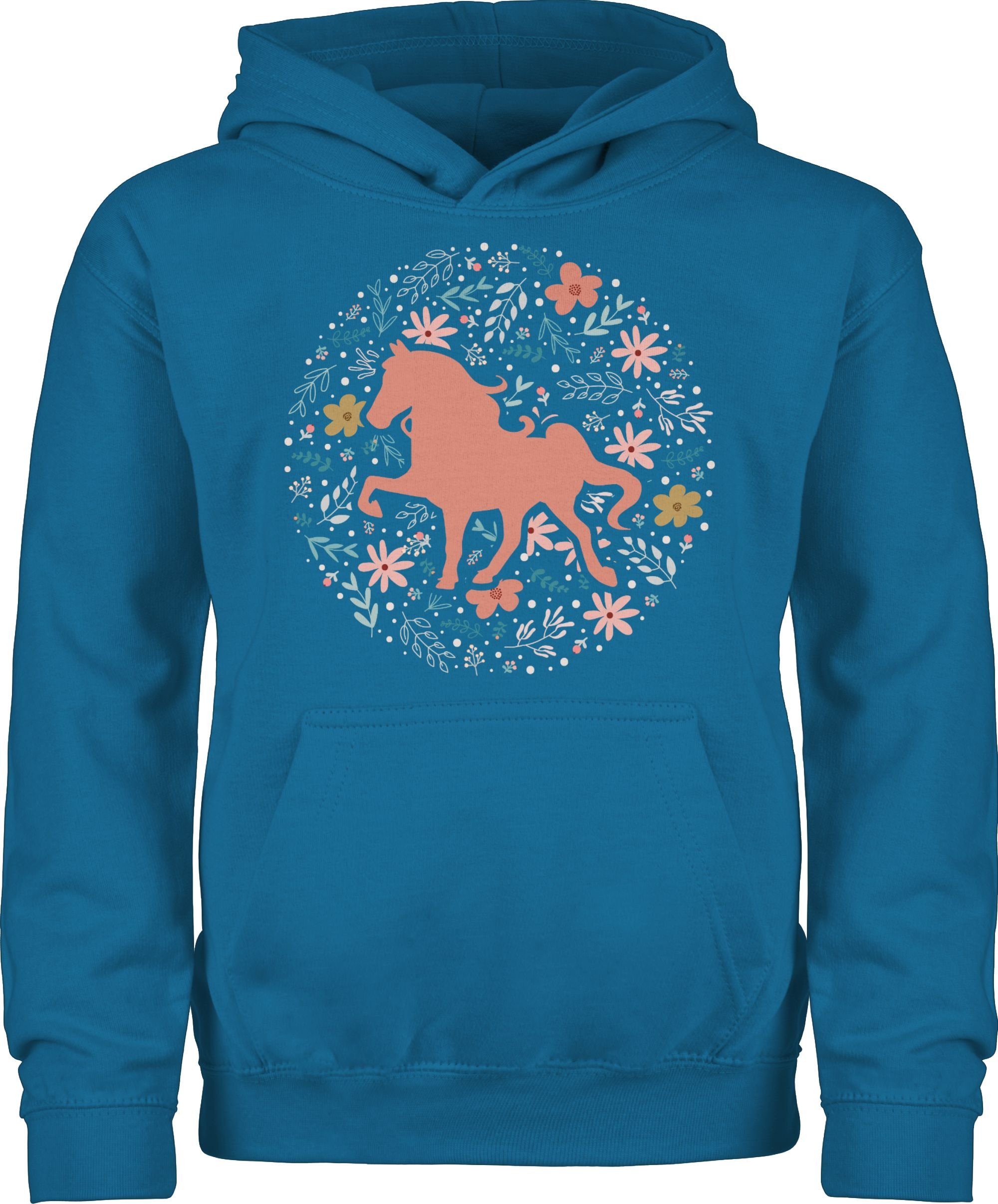 Shirtracer Hoodie Pferd mit Blumen Pferd