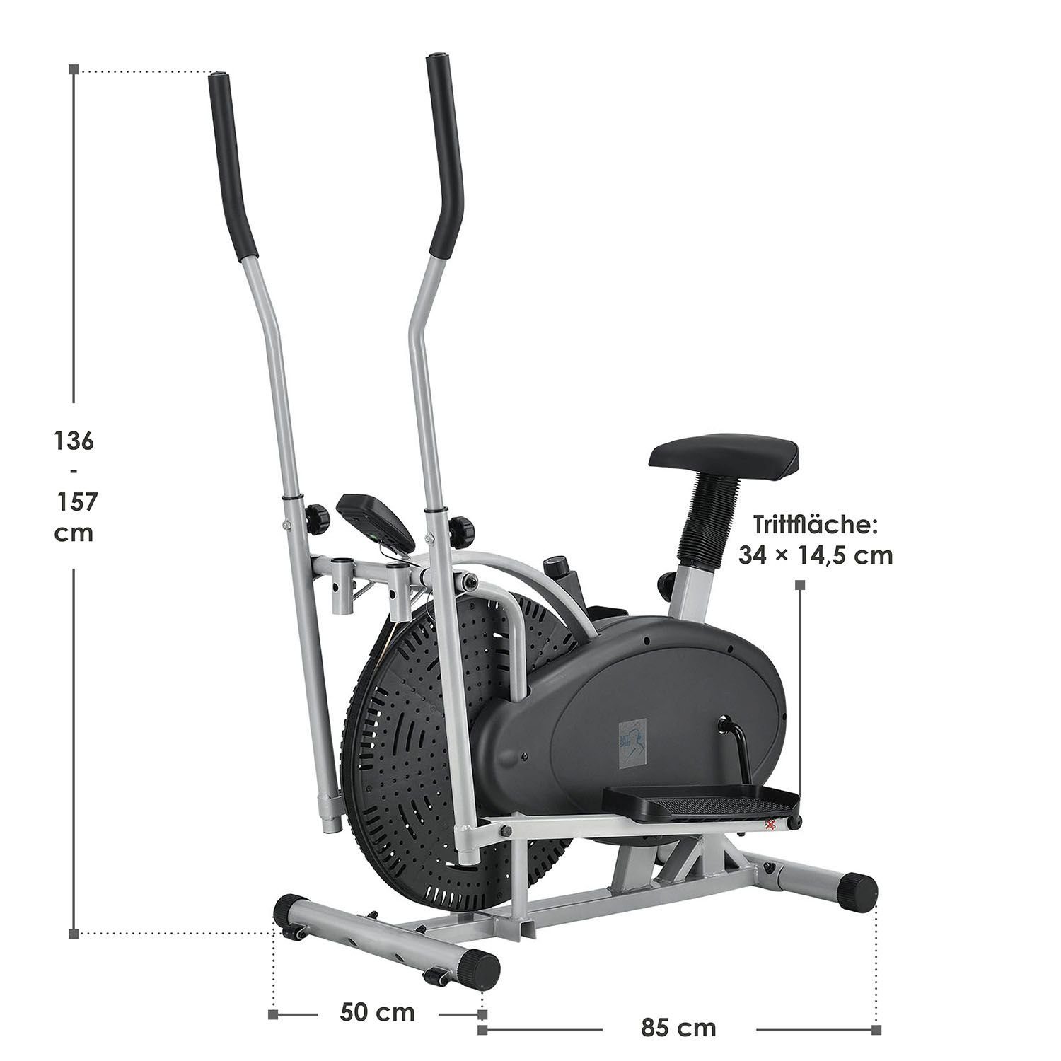 ArtSport Crosstrainer 2 in 1, leiser Riemenantrieb, 2 kg Schwungrad, stufenloser Widerstand