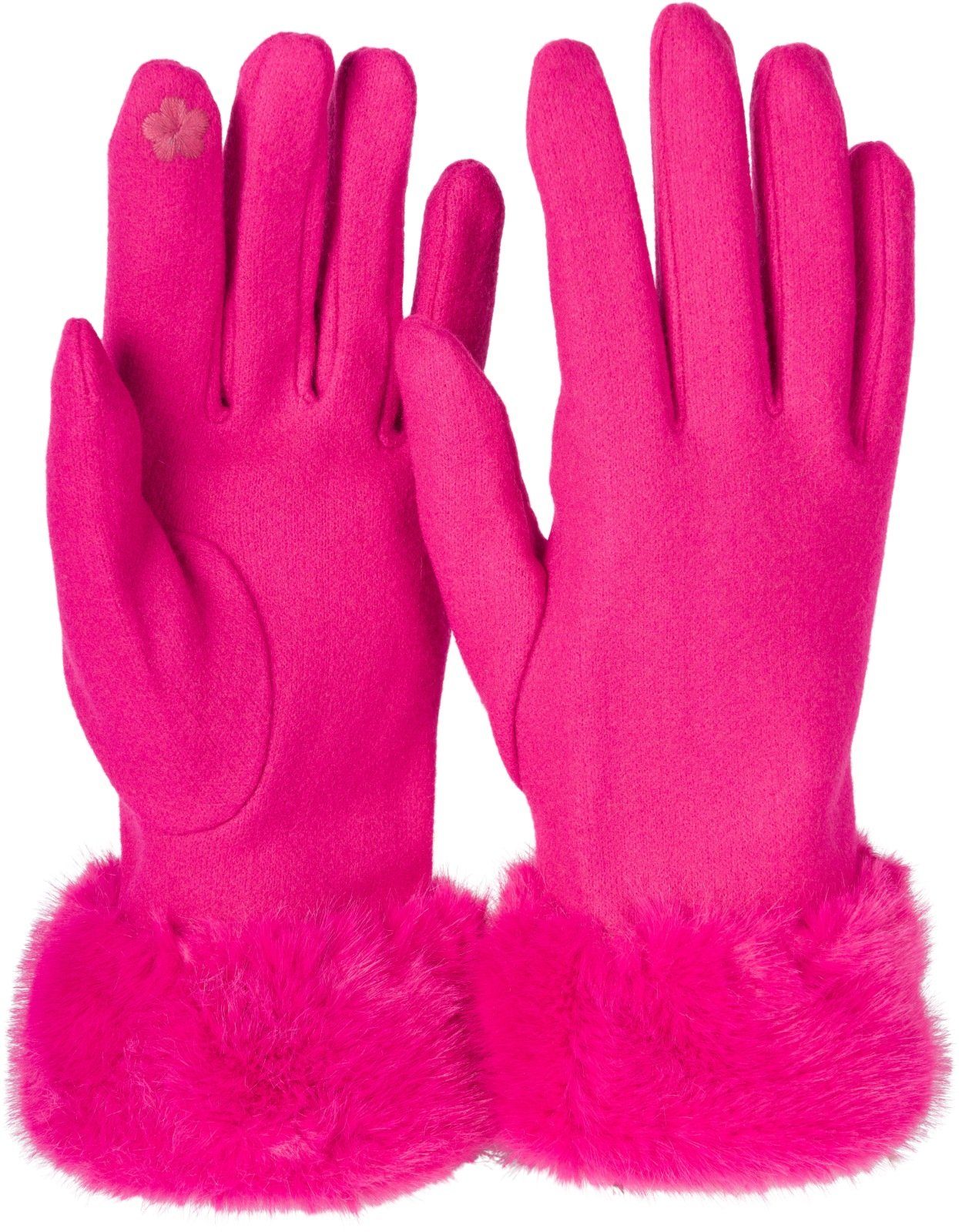 styleBREAKER Fleecehandschuhe Unifarbene Touchscreen Handschuhe mit Kunstfell