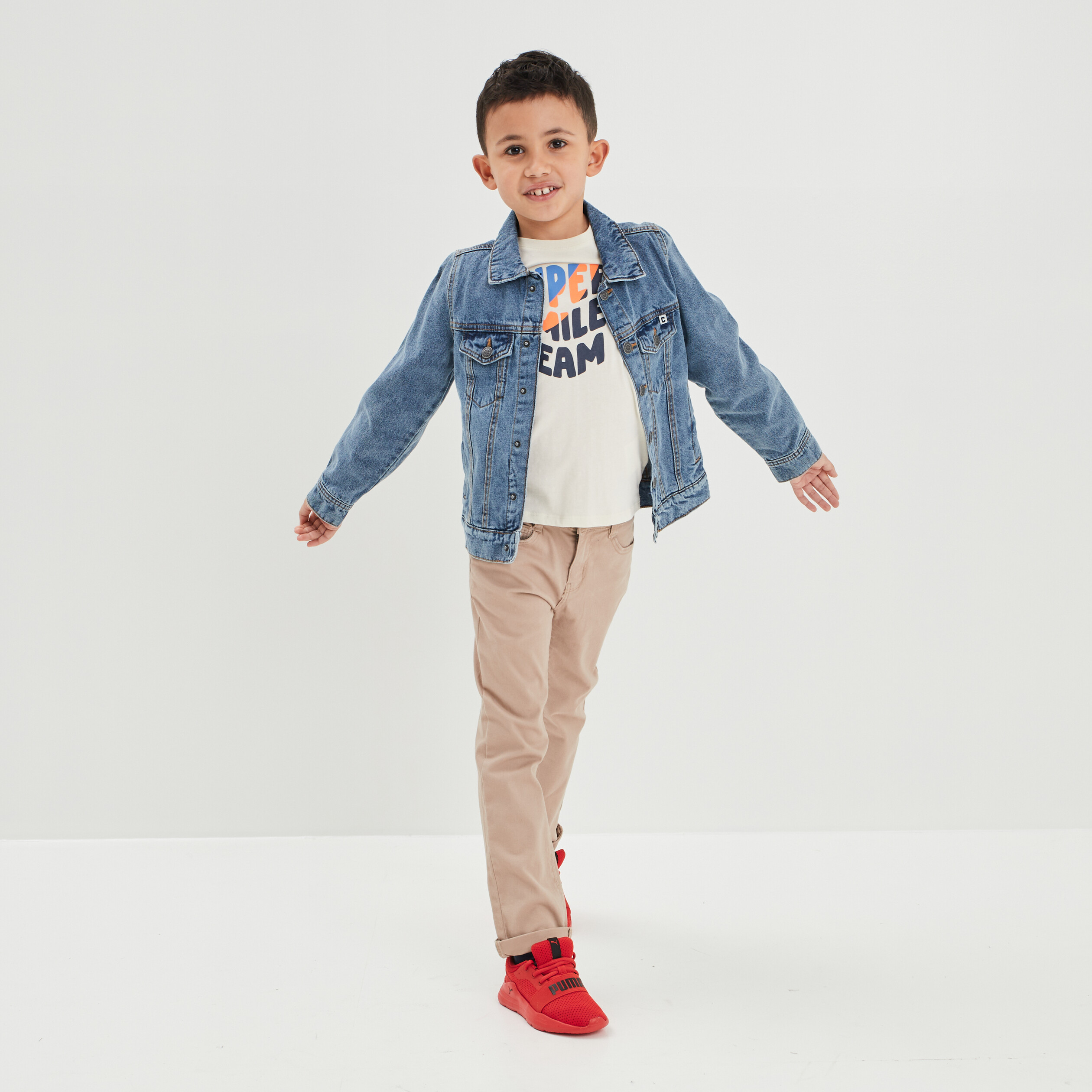 Veste droite boutonnée en jean Creeks denim stone garçon | La Halle