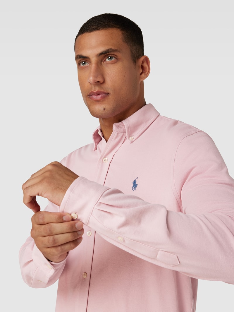 Slim Fit Freizeithemd mit Button-Down-Kragen in rosa