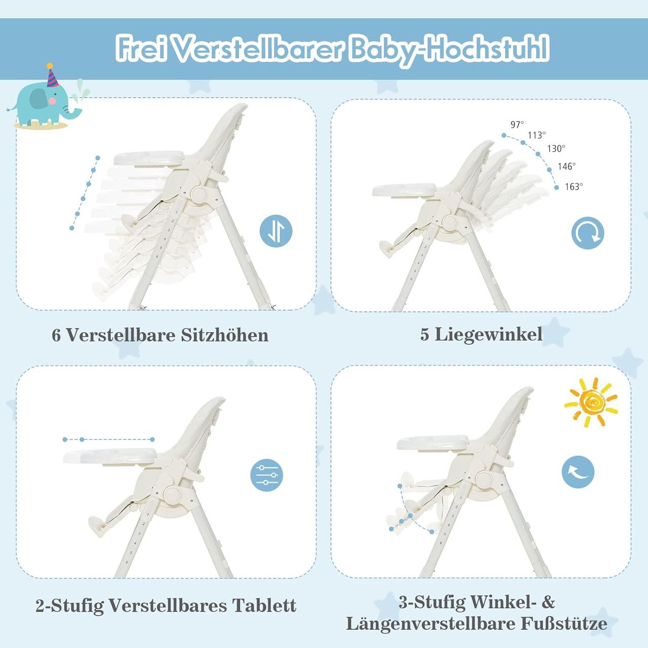 Costway Babyhochstuhl klappbar