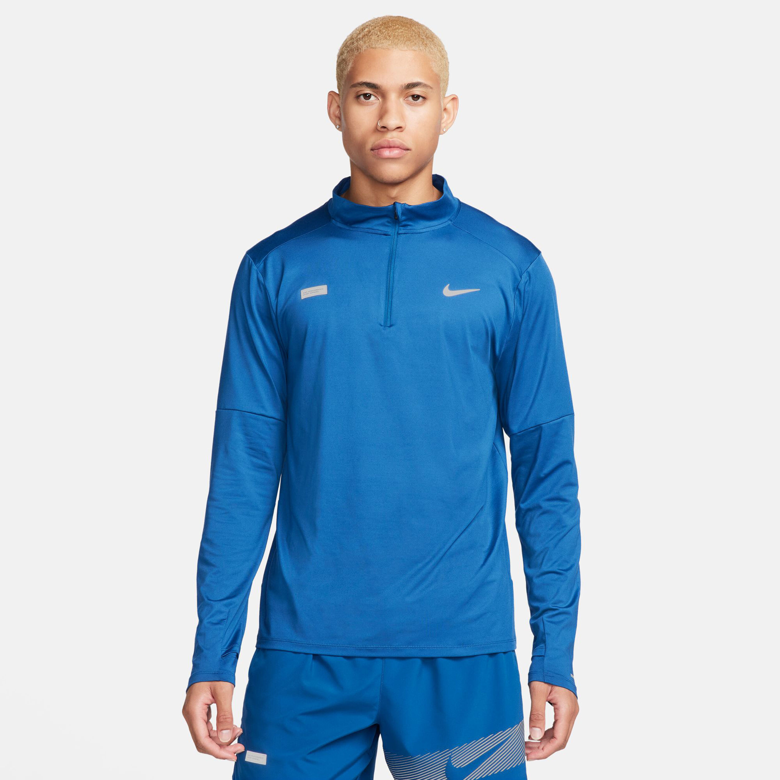 Dri-Fit Element Flash Half-Zip Laufshirt Herren - Blau
