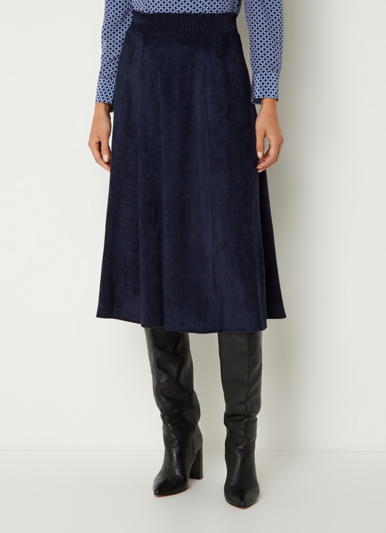Fustă midi plisată din catifea reiată Basilic de Gerard Darel