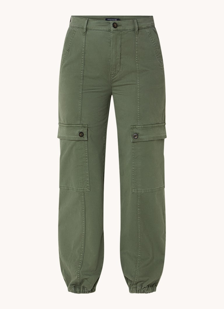 Pantaloni cargo cu talie înaltă de la River Woods, croială slim și buzunare aplicate.
