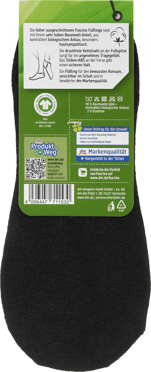 Füßlinge mit Fersen-ABS & Bio-Baumwolle schwarz Gr. 35-38, 1 St
