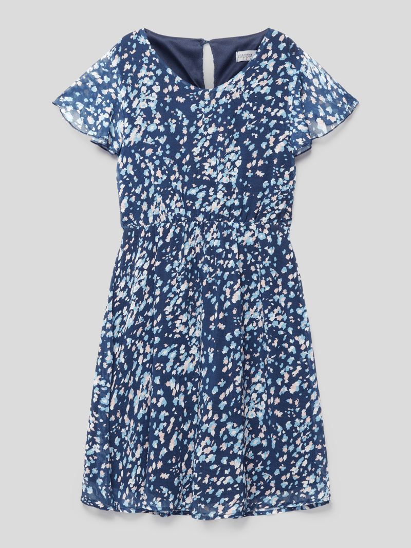 Blusenkleid mit Allover-Muster in marineblau