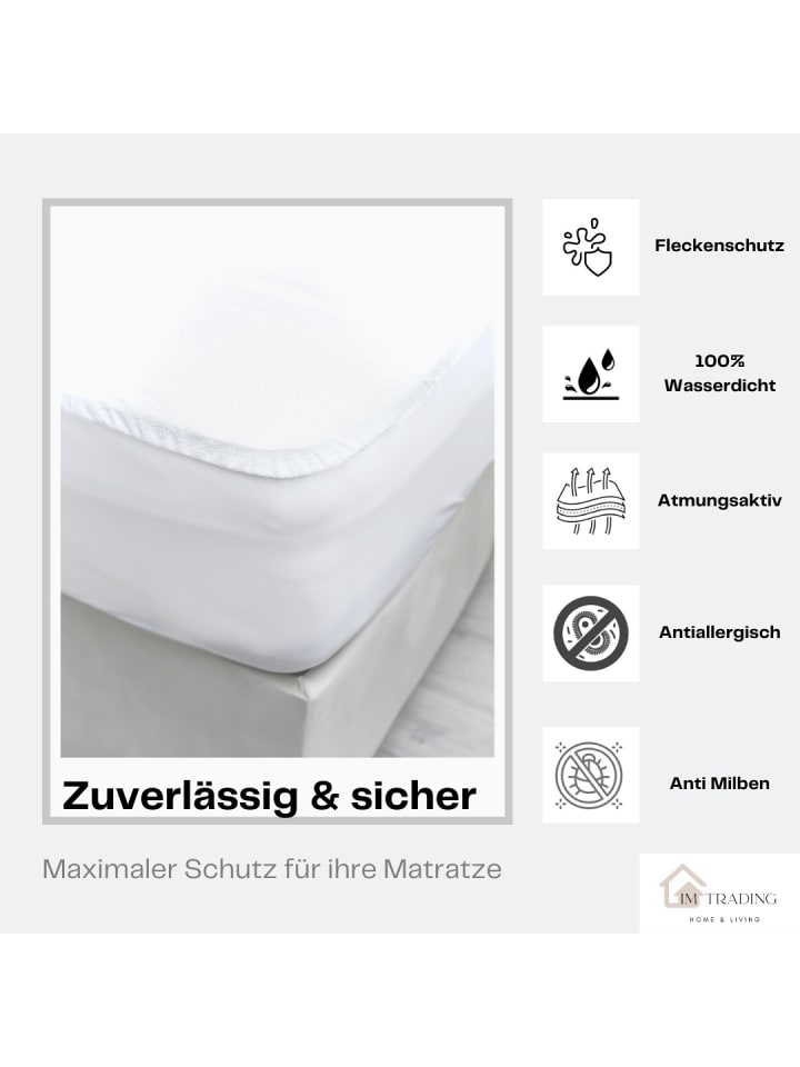 COFI 1453 Matratzenschoner 100x200cm mit   25 cm Rundumgummizug Matratzenauflage in Weiß günstig kaufen