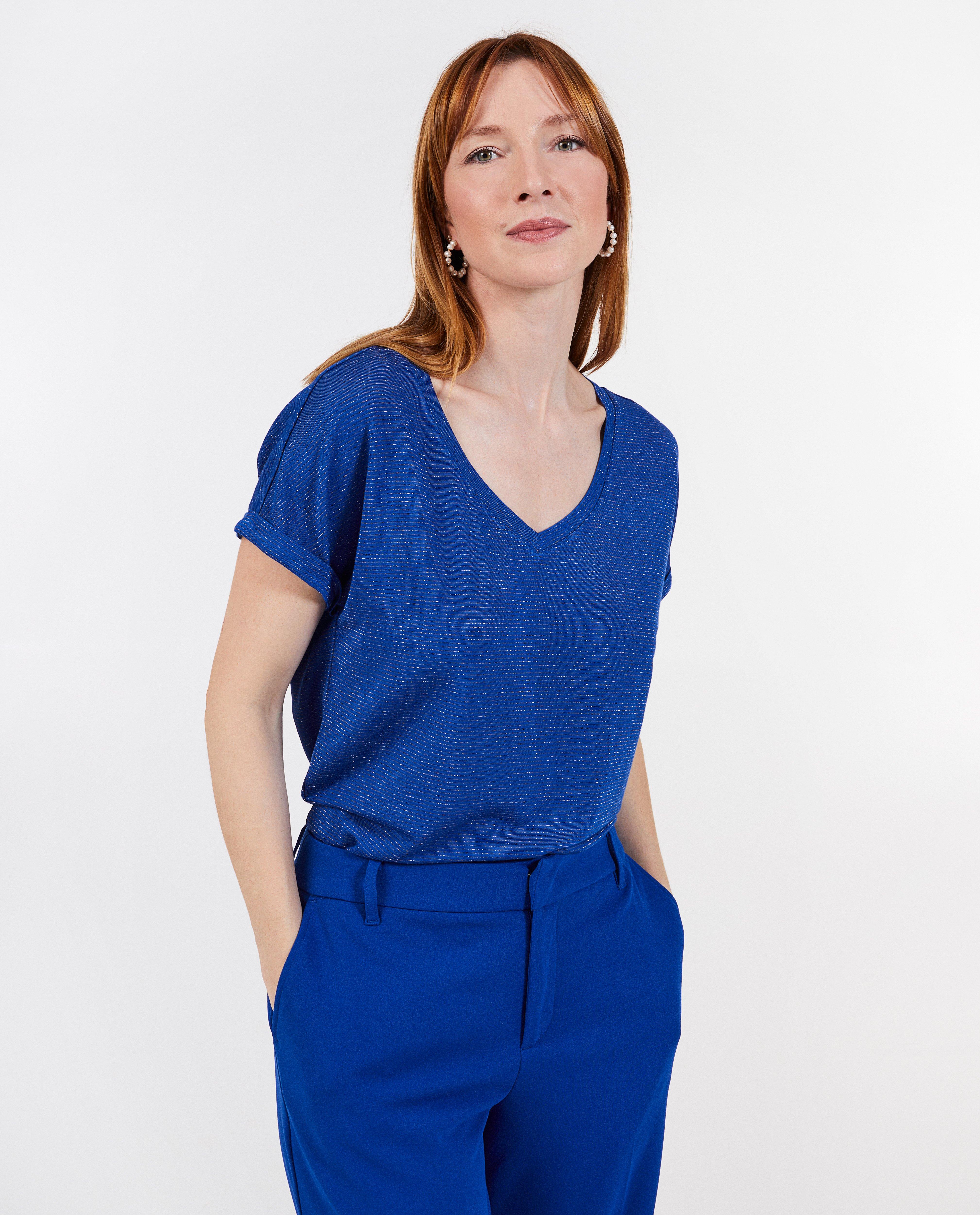 Tricou Sora cu dungi fine albastru închis